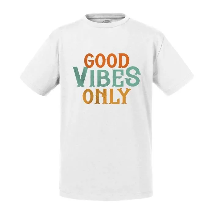 T-shirt Enfant Blanc Good Vibes Only Music Funk 70's Vintage Retro Style-0
