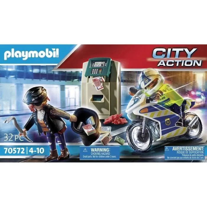 PLAYMOBIL 70572 Policier en moto et voleur, City Action, Les policiers, Dès 4 ans-2