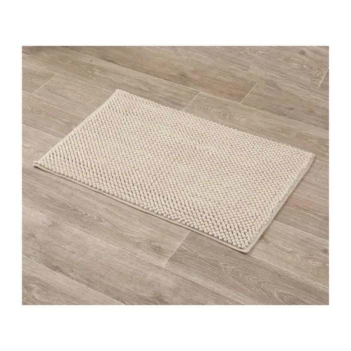 Tapis de salle de bain en Microfibre Boules Beige - TENDANCE - 50 x 80 cm - Anti-dérapant-1
