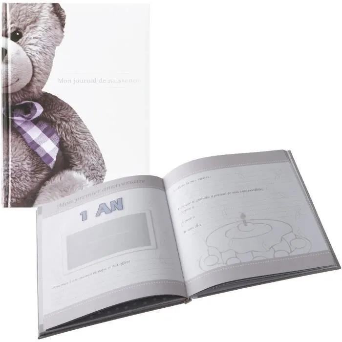Journal de naissance - DOMIVA - Ourson - Blanc et beige-1
