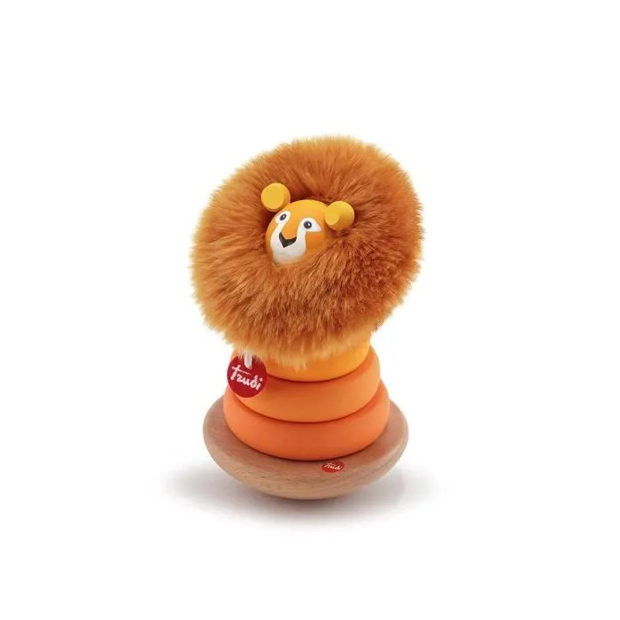 Jeu de construction magnétique - Trudi - Lion coloré en peluche douce - Enfant - Orange-0