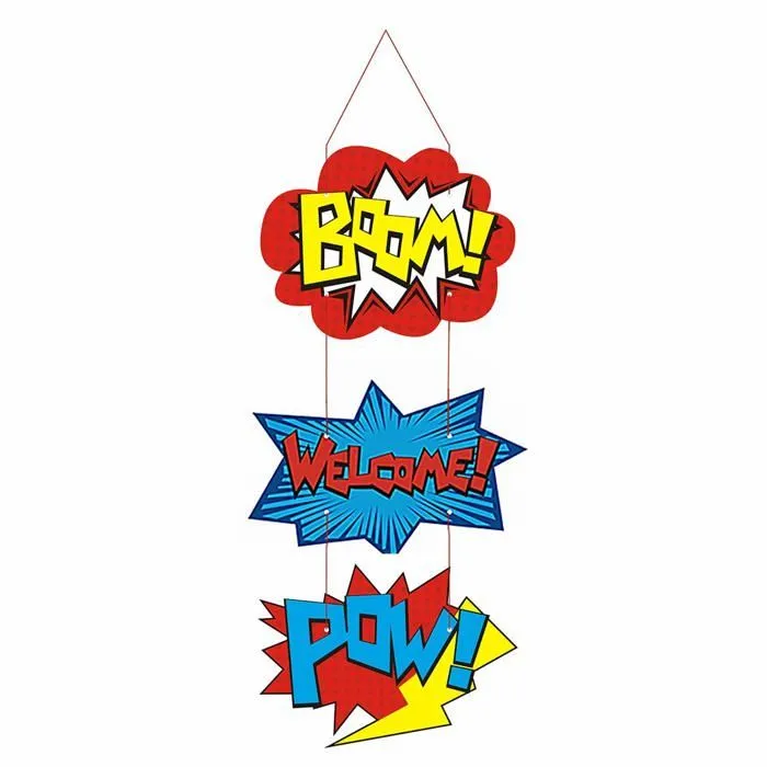 Bj-shop Banniere de Super Heros,Super Theme de Decoration Plaque de Porte de Super Heros pour Decorations de Fete-2