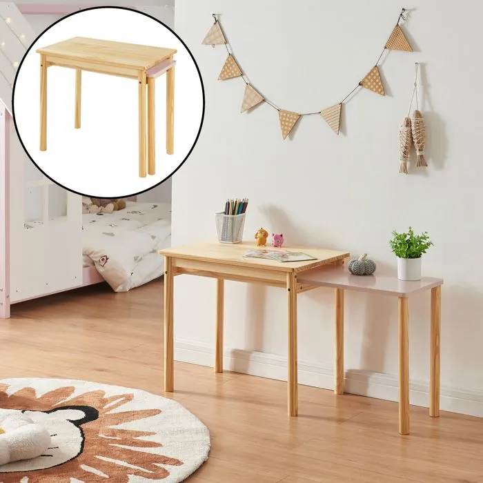 Bureau extensible pour enfant Skelleftea 60 x 38 x 51,5 cm rose [en.casa]-0
