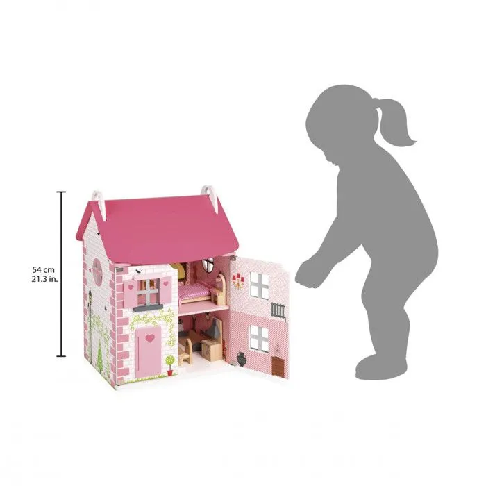 Maison de poupées Mademoiselle - JANOD - Bois - 3 étages - Accessoires en bois-1