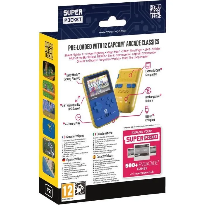 Console rétrogaming - JUST FOR GAMES - Capcom Super Pocket - 12 jeux classiques intégrés - Compatible Evercade-1