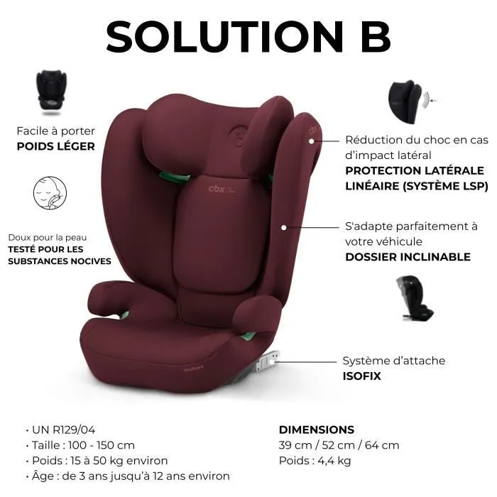 Siège auto CBX by CYBEX SOLUTION B I-FIX 3 à 12 ans - Groupe 2/3 - 100 à 150 cm Red | red-1