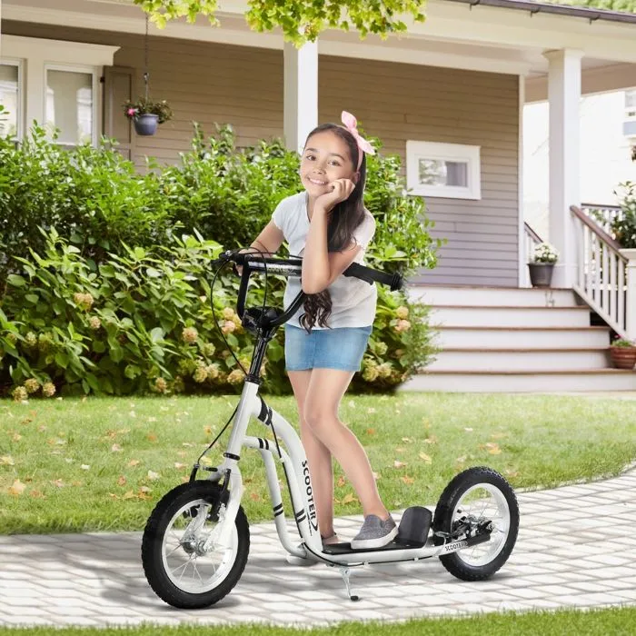 HOMCOM - trottinette - Métal - 120x58x95cm - Blanc-1