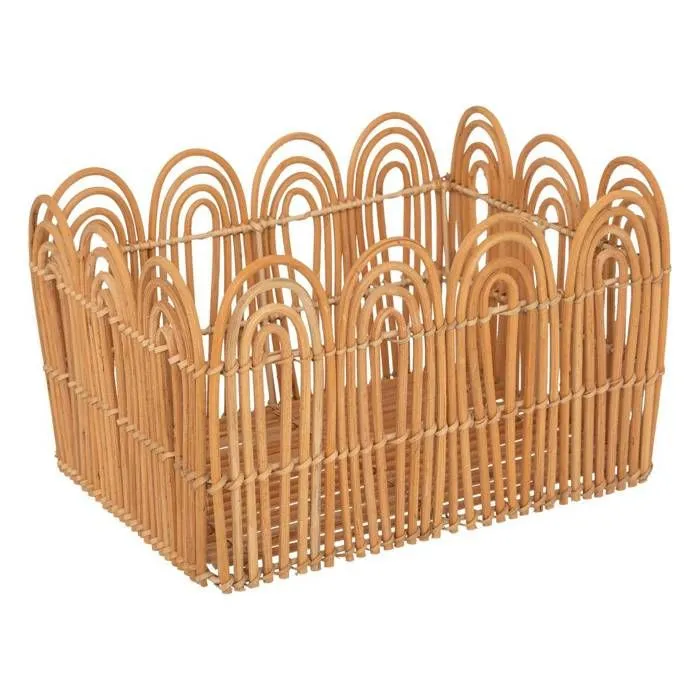 Lot de 3 Caisses de rangement Cagette en Fer et Rotin Marron Caramel - Atmosphera-2