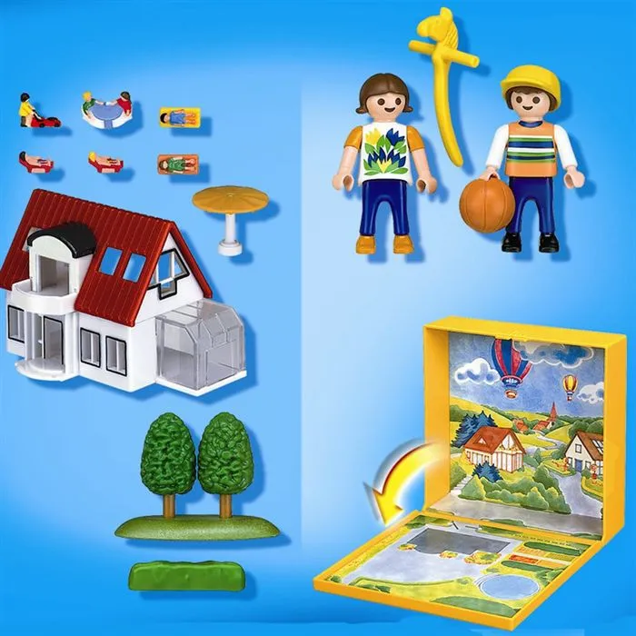 Playmobil Micro monde - Maison moderne - Playmobil - 2 personnages et accessoires inclus-2