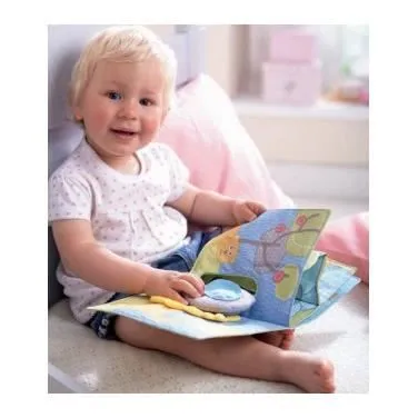 Livre en tissu bébé - HABA - Éléphant Egon - Découverte de la savane - Effets tactiles et ludiques-2