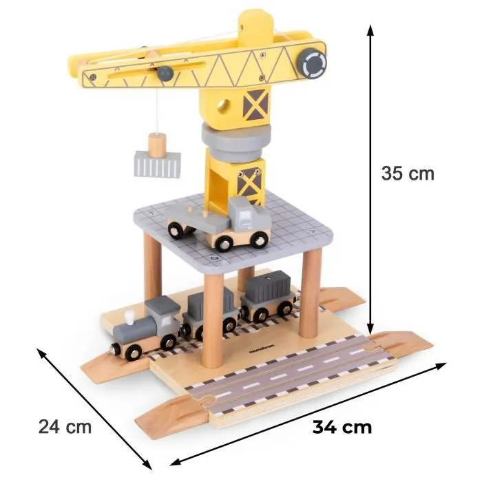 Grue portuaire mobile - Ensemble en bois - Treuil magnétique - Pour enfants à partir de 4 ans - Mixte-3