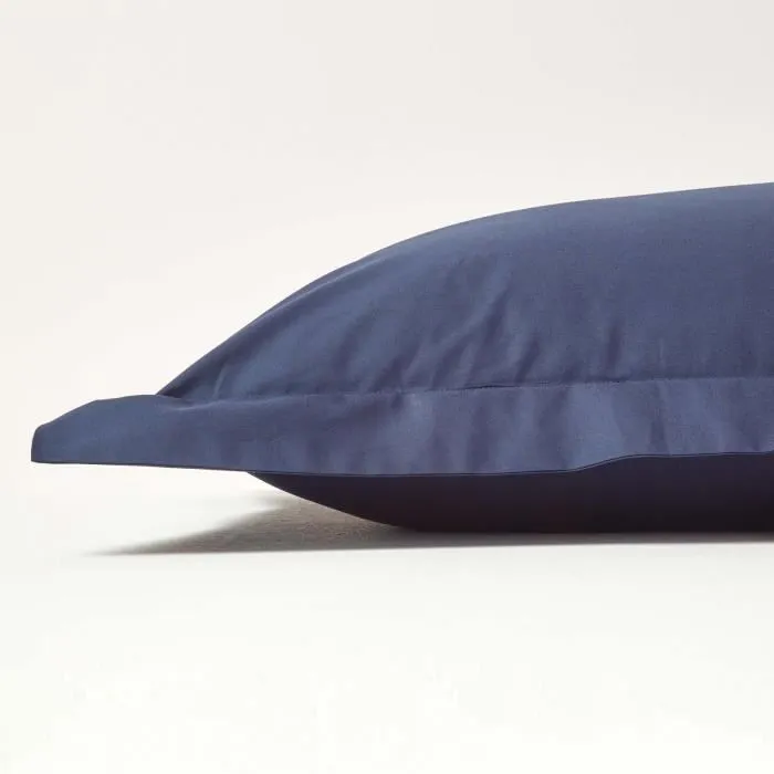Taie d'oreiller rectangulaire coton égyptien 200 fils - HOMESCAPES - Bleu marine - 50 x 75 cm-1