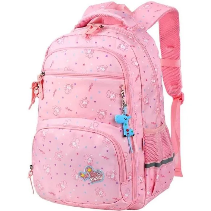 Cartables Fille Primaire Sac à Dos Scolaires Filles Vbiger - Rose - Enfant - Dos-0