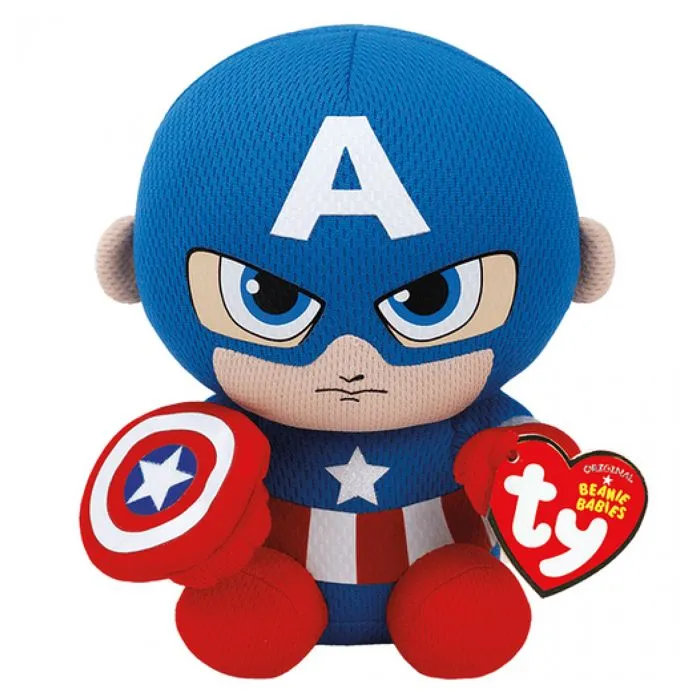 Jouet en peluche - TY - Captain America - 16 cm - Bleu, Multicolore - Dès 3 ans-0