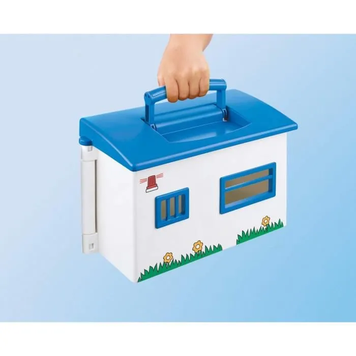 Commissariat de police transportable - PLAYMOBIL 1.2.3 - Avec bureau, héliport et moto de police-4