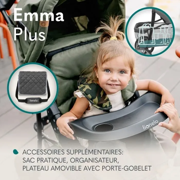 LIONELO Emma - Poussette bébé compacte - De 6 à 36 mois - Ceinture 5 points de sécurité - accessoires sac inclus - Turquoise-2