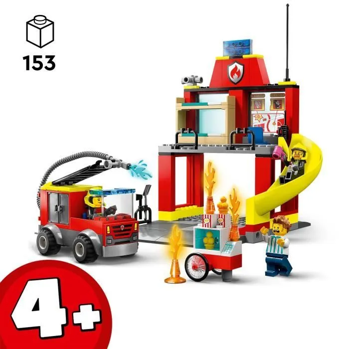 LEGO® City 60375 La Caserne et le Camion des Pompiers, Jouet Véhicule d’Urgence, Jeu Éducatif, 4 Ans-2