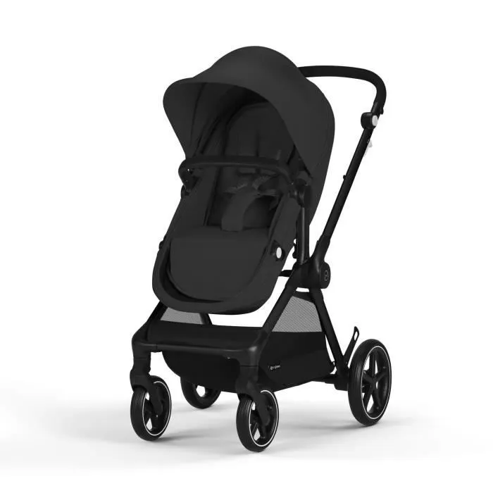 CYBEX Pack Poussette Trio EOS BLACK Moon Black : Poussette convertible 2en1 + Siège auto Aton B2 i-size + Hamac convertible Nacelle-1