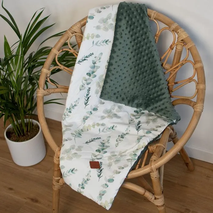 Couverture réversible en minky Eucalyptus 100x150 cm Vert-5