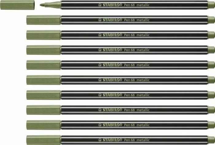 Feutres Stabilo - 68/843 - Feutre metallise- Pen 68 metallic- Lot x 10 feutres pointe moyenne- Vert Clair-2