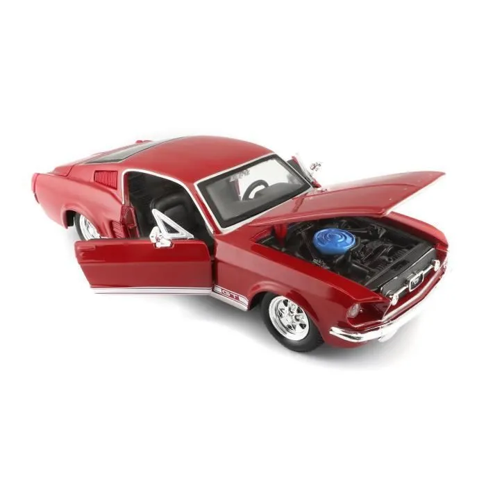 Voiture Ford Mustang GT 1967 en métal à l'échelle 1/24ème de la marque Maisto - Rouge-4