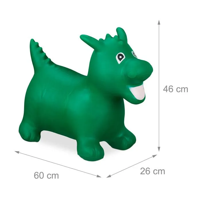 Relaxdays Animal sauteur dragon, avec pompe à air, supporte jusqu’à 80 kg, sans BPA, pour enfants, vert-3