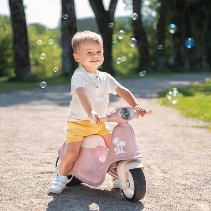 Smoby - Porteur scooter Rose - Coffre à Jouets - Roues silencieuses Dés 2ans-3