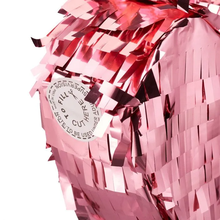 Relaxdays Mini pinata cœur, à remplir, pour un mariage ou autres fêtes, à accrocher, HxLxP : 13x13,5x5,5 cm, rose-5