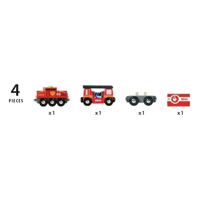 Train des Pompiers BRIO - Circuit de train en bois - Ravensburger - Mixte dès 3 ans - 33844-4