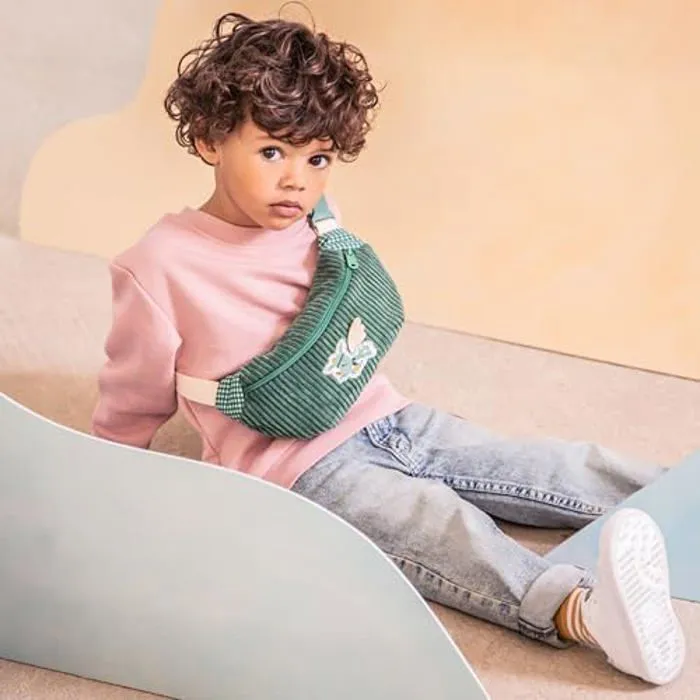 Sac banane enfant - Lilliputiens - Joe le dragon - Velours côtelé - Ailes dorées - Confort ajustable-1