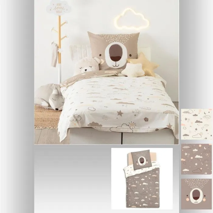 Parure de couette 140 x 200 "Ours" Réversible 100% Coton / 57 Fils/cm²-5