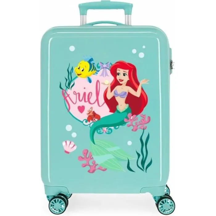Valise cabine - DISNEY - Ariel - turquoise - ABS léger - 4 roulettes 360°-0
