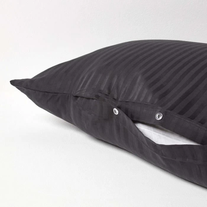 Taie d'oreiller spécial oreiller cervical en coton égyptien 330 fils Forme V noir-2