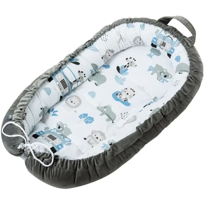 Bellochi Reducteur de Lit Bebe Cale Bebe pour Lit Cocon Bebe - Coton et Velours 90x60cm - Nid de Bebe - Safari-2