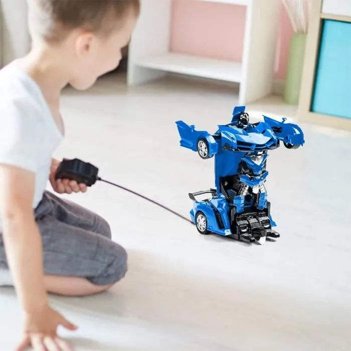 Voiture télécommandée 2 en 1 transformable en robot - SHOP-STORY - Bleu - Pour enfant à partir de 3 ans-0