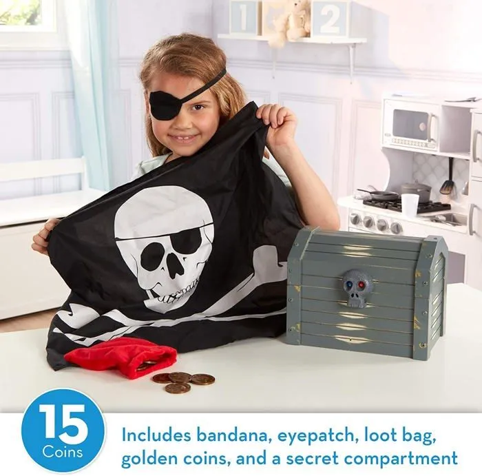 Coffre de Pirate en Bois - MELISSA & DOUG - Avec Accessoires et Compartiment Secret-3