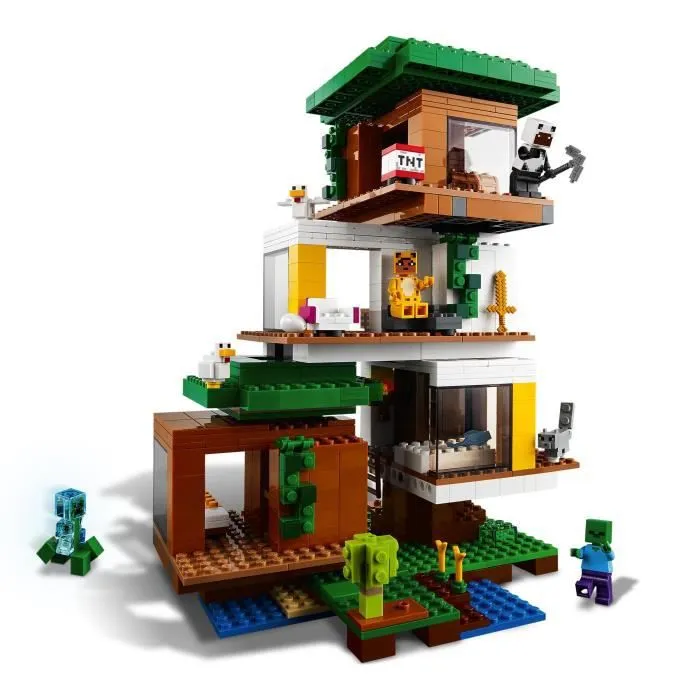 LEGO® 21174 Minecraft™ La cabane moderne dans l’arbre – Jouet Maison de Poupée pour Filles et Garçons, Modèle de Collection avec Fig-1