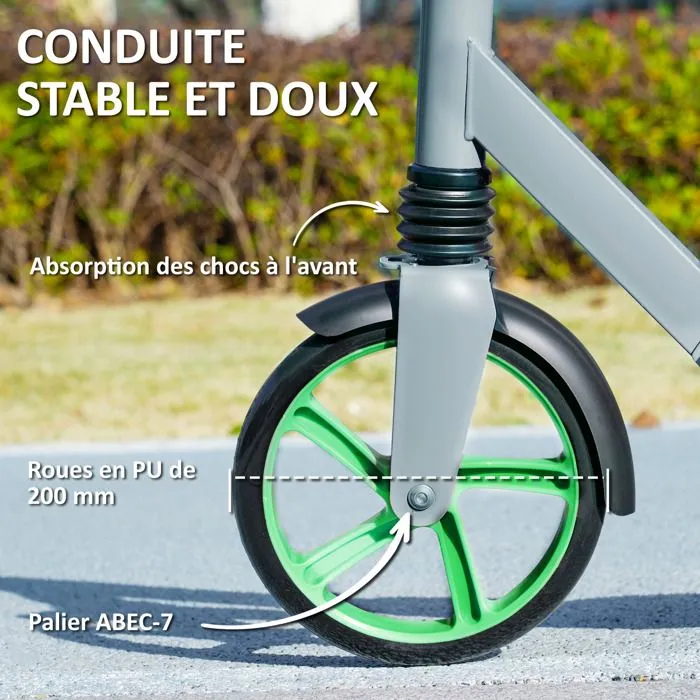 Trottinette enfants 6 à 12 ans - AIYAPLAY - trottinette pliable à 2 roues - hauteur réglage - pour filles et garçons - vert-5