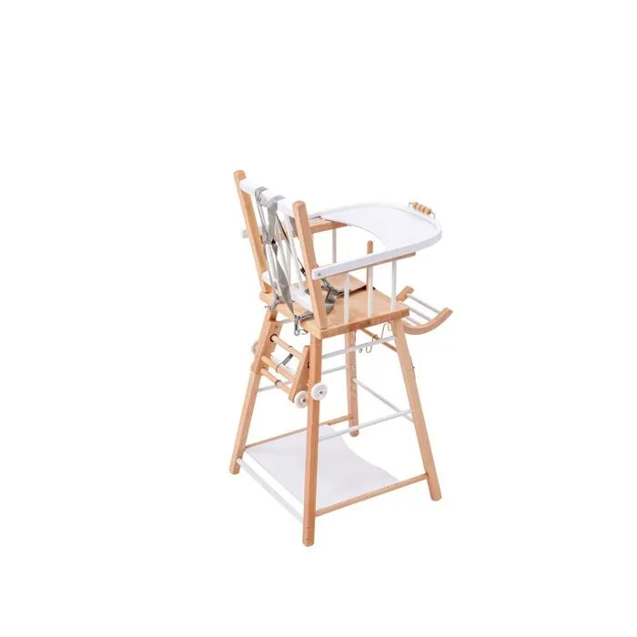 Combelle - Chaise haute bébé en bois Marcel bicolore blanc - 57x95 cm-3