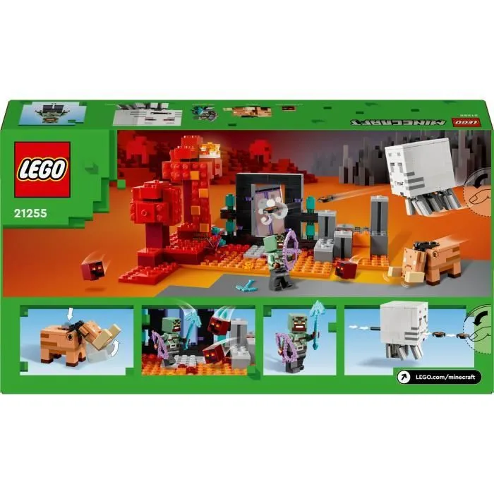 LEGO® 21255 Minecraft L'Embuscade au Portail du Nether, Jouet avec Scènes de Bataille et Minifigurines, Figurine Hoglin-5