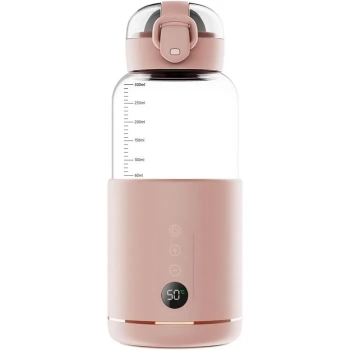 Chauffe-Eau portatif,Chauffe-Eau Portable pour Formule bébé Capacité de 300 ML,Chauffe biberon Nomade sans Fil-0