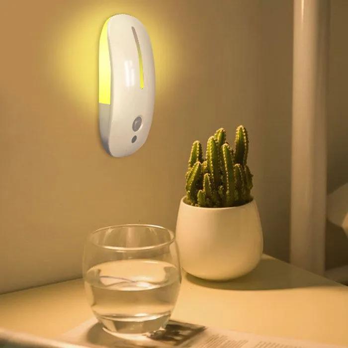 TD® Veilleuse Lampe LED Lumière de Nuit Douille Capteur Détecteur Mouvement, Lampe D'Orientation Jaune Chaud-2