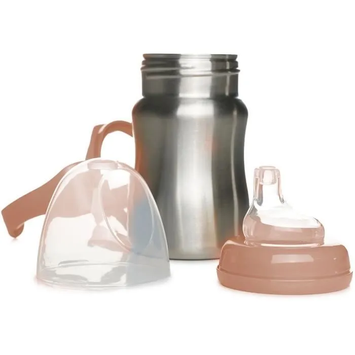 Tasse d'apprentissage - THERMOBABY - Inox - 180 ml - Pêche - Ergonomique et anti-fuites-6