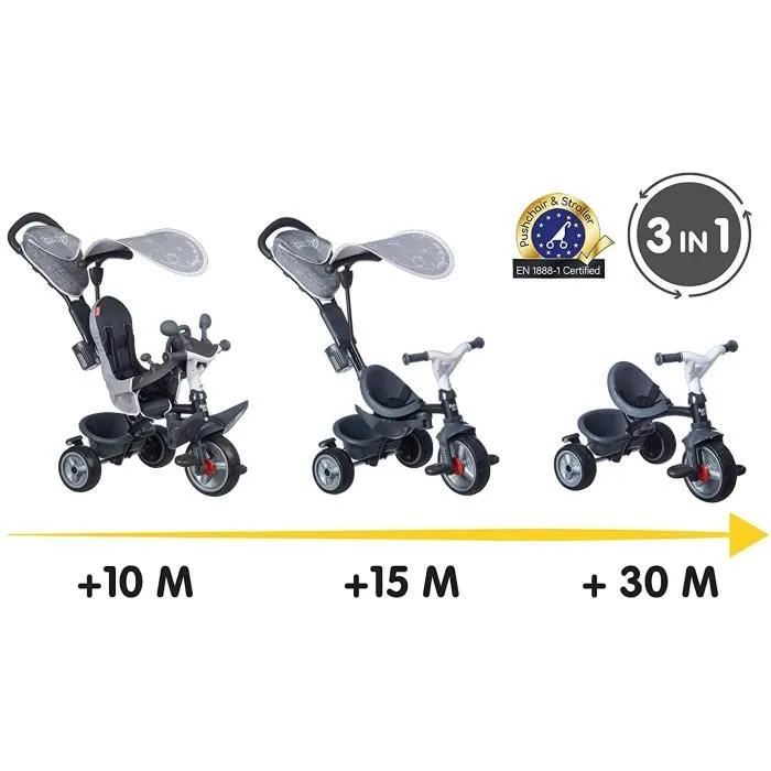 SMOBY Tricycle enfant évolutif Baby Driver Plus - Structure métal - Gris-2