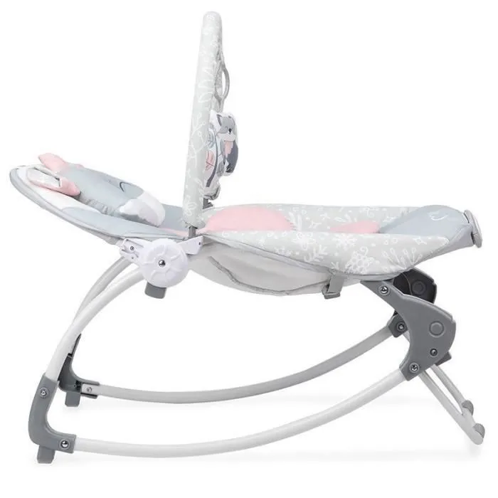 Transat Bébé - MOMI - Luis - 12 mélodies - vibration - 3 positions - arche à jouets - Rose-1
