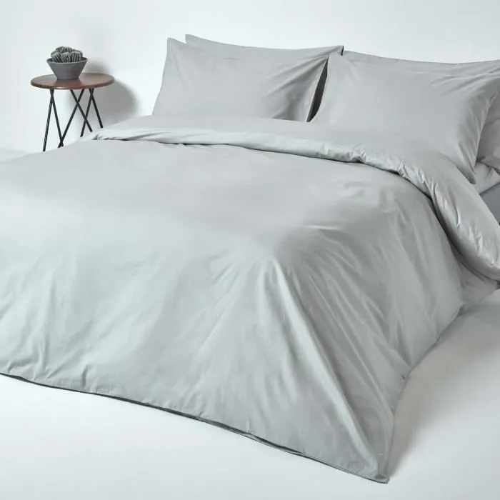 Drap-housse - Homescapes - Gris argenté - 100% coton égyptien - 200 fils - 150 x 200 cm-3