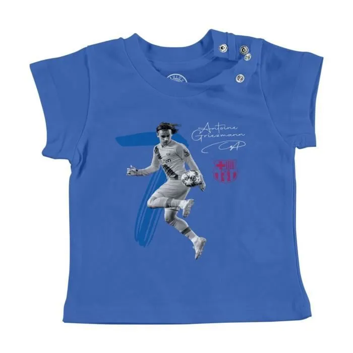 T-shirt Bébé Manche Courte Bleu Antoine Griezmann Vintage Footballeur Foot Star-0