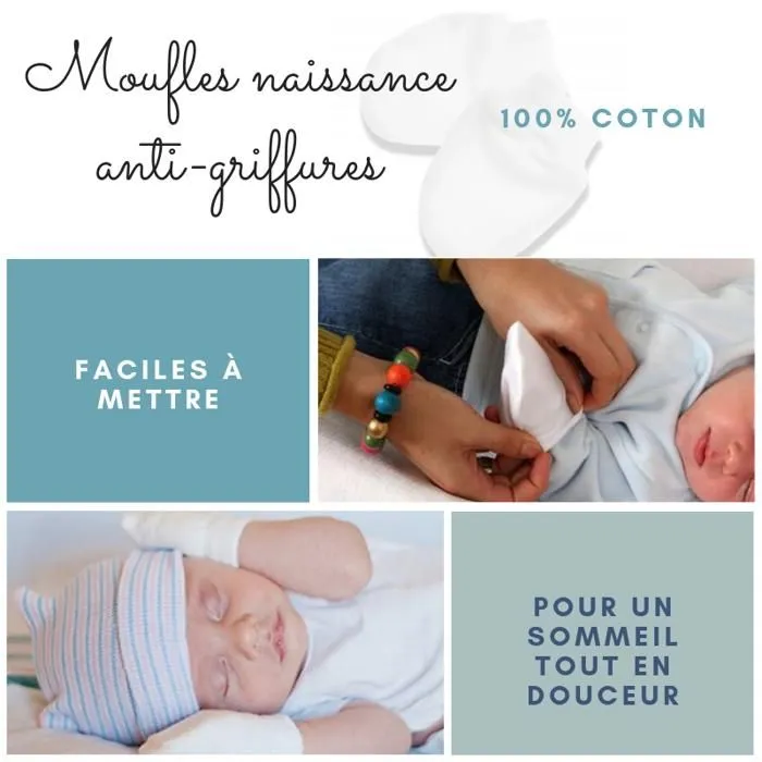 Pack cadeau naissance avec moufles anti-griffures-2