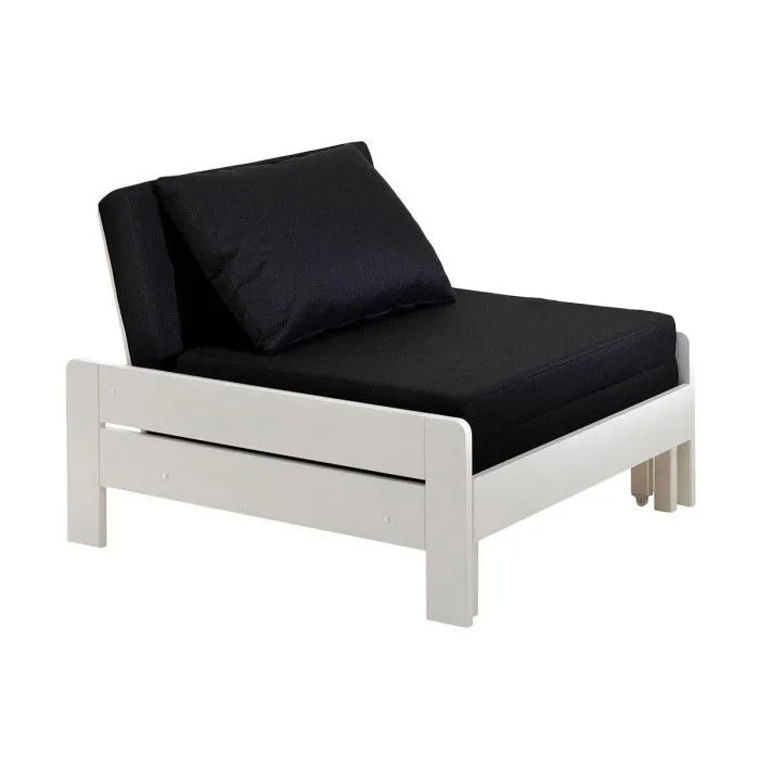 Pack - Lit Superposé & Mezzanine & Mezzanine Enfant & Fauteuil-Lit "Pino" Blanc-2