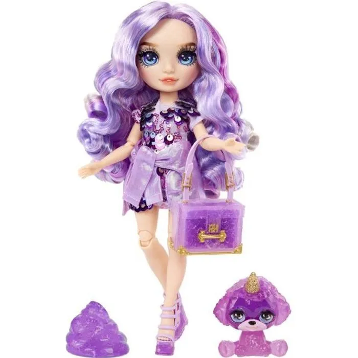 Rainbow High Poupée Mannequin avec Kit de Slime et Animal de Compagnie - Violet (Violet) - Poupée Pailletée 28 cm avec Kit de Slime-0